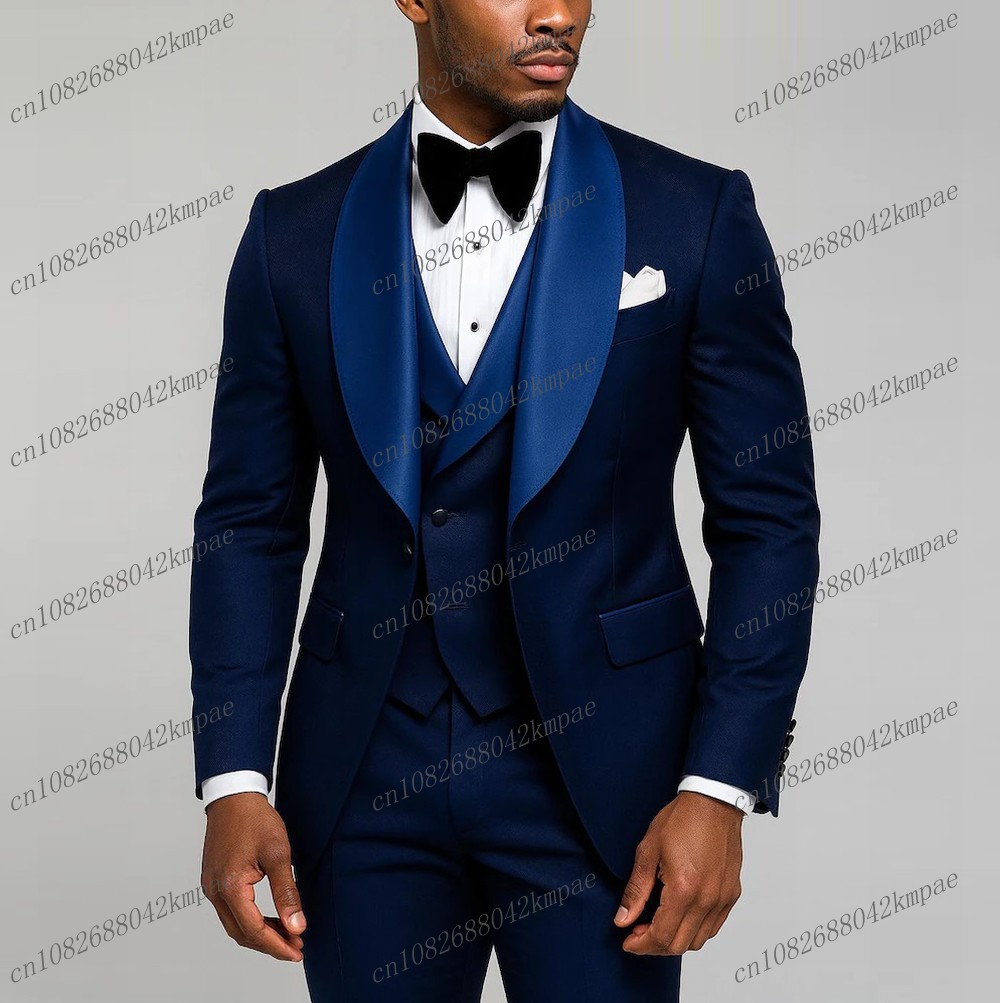 New Navy Blue Formal Men Suit  - Men'S Grooming Kits ulasan dan harga
