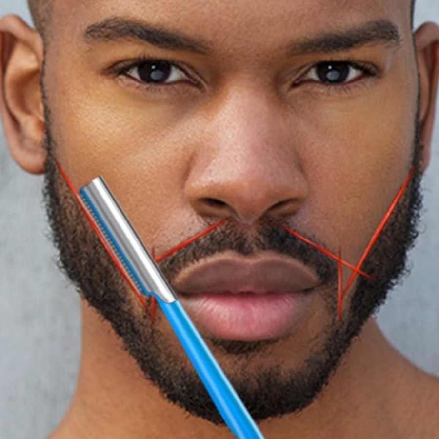 Beard Shaping Razor Tool Musta - Men'S Grooming Eyebrow Shape ulasan dan harga