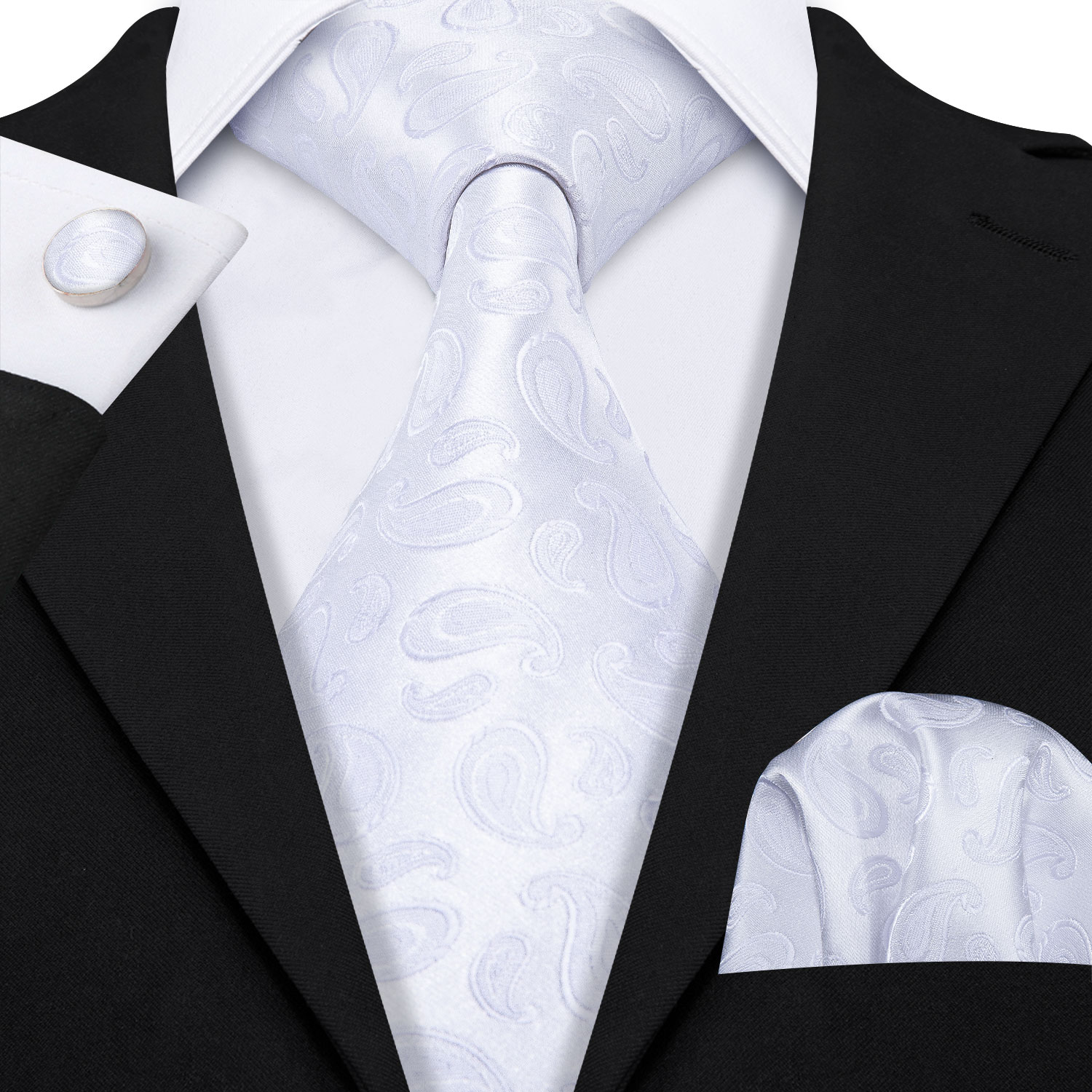 Fashion White Mens Wedding Tie - Men'S Grooming Set Gift ulasan dan harga
