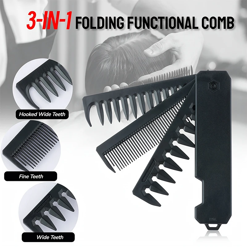 3-in-1 Folding Beard Comb for  - Men'S Grooming Organizer ulasan dan harga