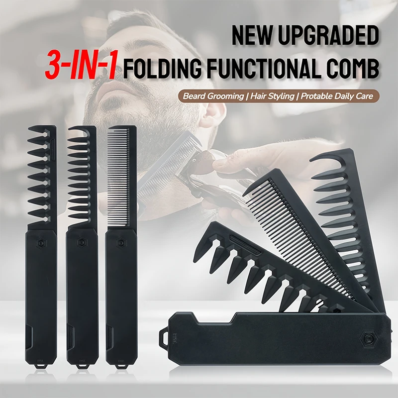3-in-1 Folding Beard Comb for  - Men'S Grooming Organizer ulasan dan harga